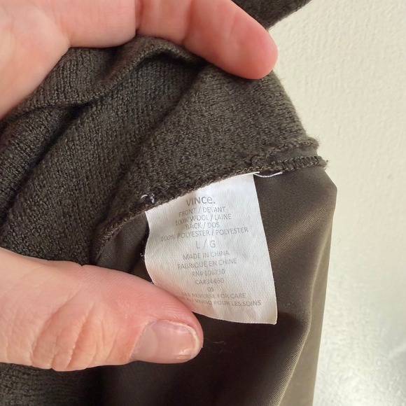 Vince Women's Olive Green Wool Blend Long Sleeve Knit Layered Top Large - Picture 6 of 8